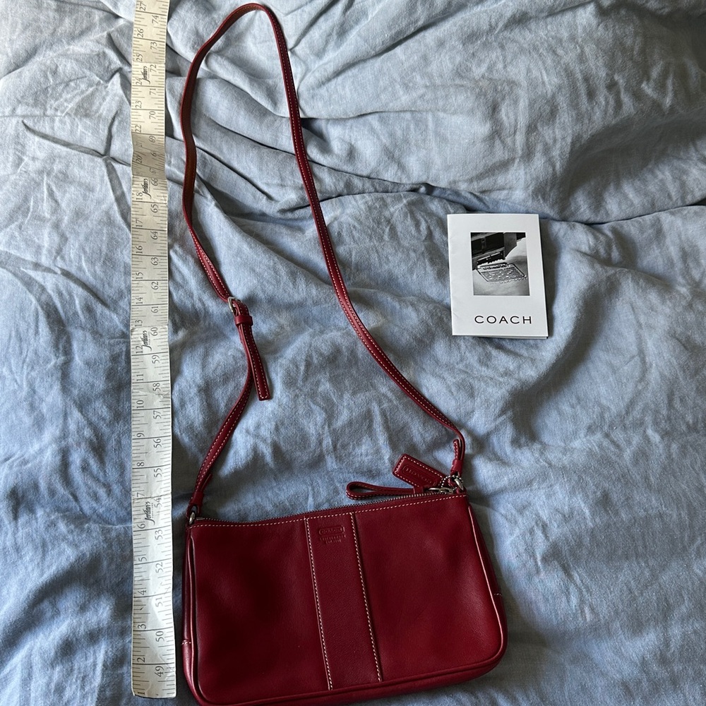 Coach Hampton Slim Demi Red Leather Crossbody Bag - Picture 7 of 14